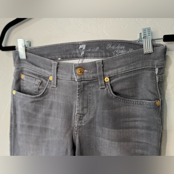 7 for All Mankind Jeans The Slim Cigarette Raw Hem GRAY SIZE 26 - Picture 4 of 16